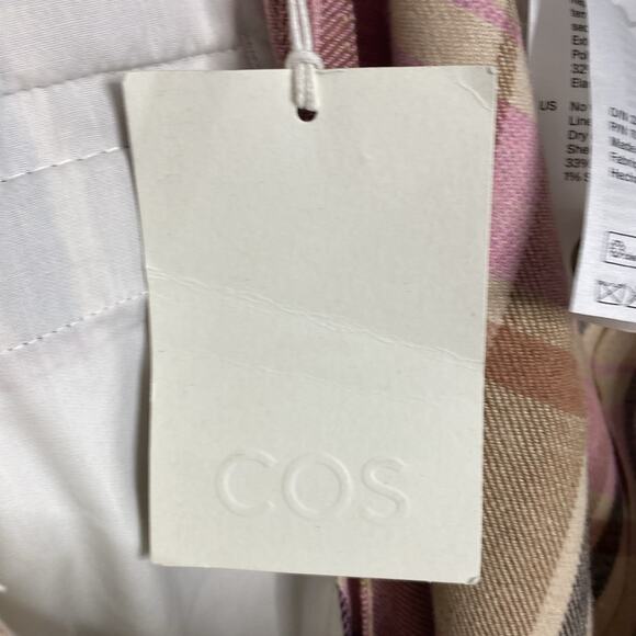 NWT COS Pleated Wide-Leg Checked Trousers Women's 12 - Picture 7 of 10